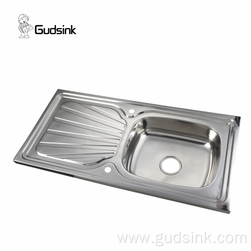 single bowl kitchen basin sink with wash drainboard